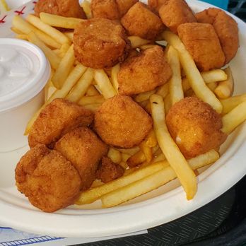 Cobie's - Fried Scallop plate  Fries and slaw - Fish & Chips Near Me - Brewster, Massachusetts