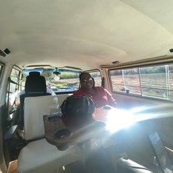 Hidden Barrel Tours - Inside the van. Bring some water/snacks you can leave things in the van. So cool being in an old school van!