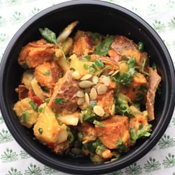 Nourish - We use locally sourced organic/pesticide-free produce as often as possible, such as w/ the sweet potatoes in this zesty side.