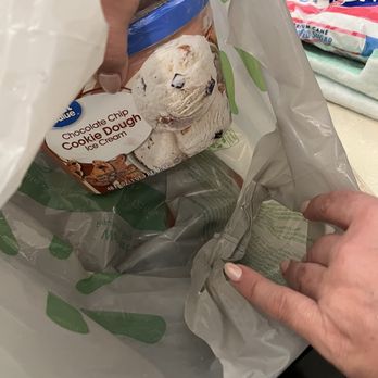 Walmart Supercenter - Ice cream container in bag with chicken blood. GROSS - Grocery Near Me - Yreka, California