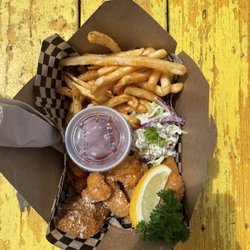Oregon Fishmongers - Combo box with shrimp, lingcod, and scallops.