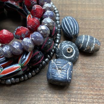 Gilding the Lily - Color Anthology "Pompei," curated vintage and new beads, including Czech glass, Indian lamp work, Indonesian seed beads, and hand made clay - Jewelry Near Me - Fullerton, California
