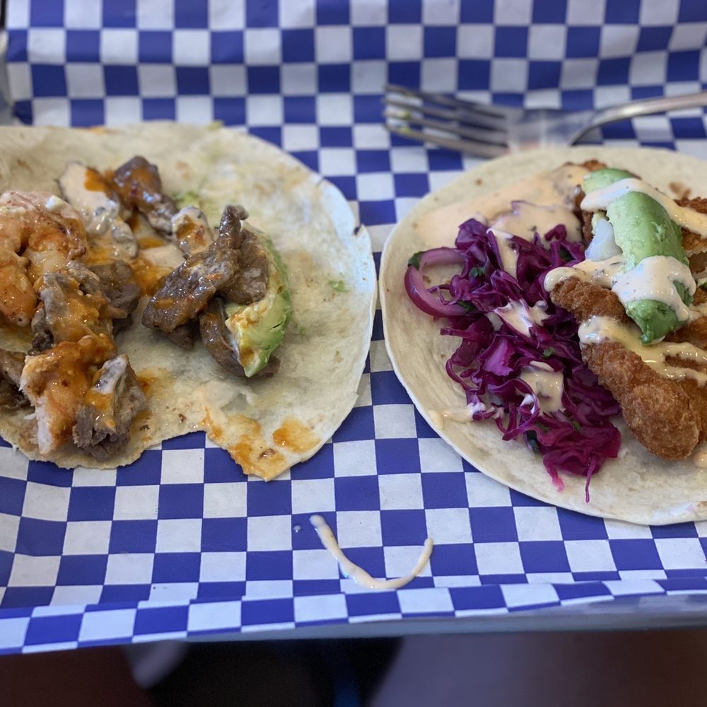 One Night Taco Stand - The surf and turf taco and the Fiery fish taco - Tacos Near Me - Orange Park, Florida One Night Taco Stand - The surf and turf taco and the Fiery fish taco - Tacos Near Me - Orange Park, Florida