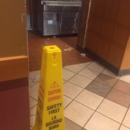 a caution cone on the floor