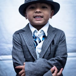 Bubble Belly - Young CEO!  Mini Shatsu Blazer & Graphic L/S Tee topped off with a Fedora by Fore!