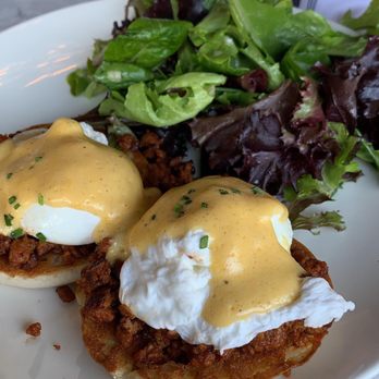 H Cafe - Eggs Benedict with soy chorizo - Breakfast & Brunch Near Me - Los Angeles, California H Cafe - Eggs Benedict with soy chorizo - Breakfast & Brunch Near Me - Los Angeles, California