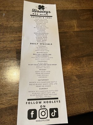 Menu photo 3 Hooleys Public House La Mesa, CA Menu photo 3 Hooleys Public House La Mesa, CA