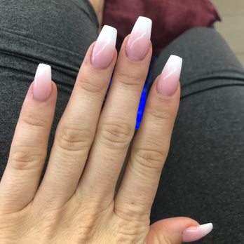 Nails Design - Ombré pink and white- coffin cut - Nail Salons Near Me - Wahiawa, Hawaii Nails Design - Ombré pink and white- coffin cut - Nail Salons Near Me - Wahiawa, Hawaii