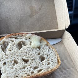 Dunkin' - Sourdough chilled cheese AKA soggy-dough. Not crispy.