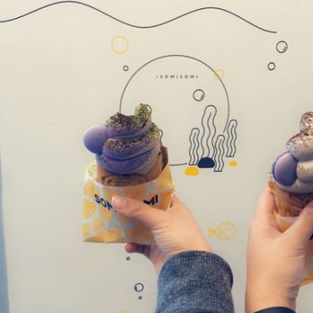 Somisomi - taro and oreo swirl ah-boong with matcha powder, oreo crumbs, and purple macaron - Desserts Near Me - Cupertino, California