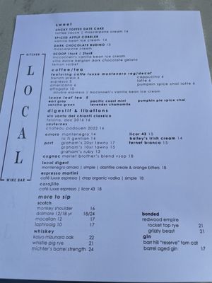 Menu photo 8 Local Kitchen and Wine Bar Santa Monica, CA