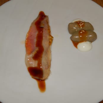 Disfrutar - Red Mullet with Pork Jowls and Aubergine Gnocchi - Modern European Near Me - Barcelona, B Disfrutar - Red Mullet with Pork Jowls and Aubergine Gnocchi - Modern European Near Me - Barcelona, B