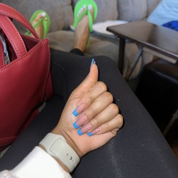 Willow Nail Lounge - Gel X by Mia. Matte with French and clear squiggle lines - Nail Salons Near Me - Frisco, Texas Willow Nail Lounge - Gel X by Mia. Matte with French and clear squiggle lines - Nail Salons Near Me - Frisco, Texas