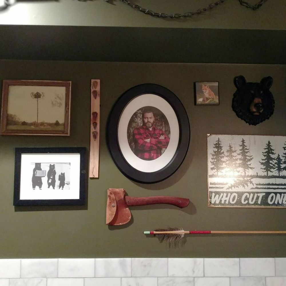 Lazy Bear - Even the restrooms have a lodge/woodland/outdoors theme - New American Near Me - San Francisco, California Lazy Bear - Even the restrooms have a lodge/woodland/outdoors theme - New American Near Me - San Francisco, California