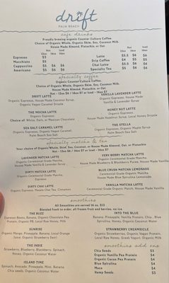 Menu photo 6 Drift Palm Beach Palm Beach, FL