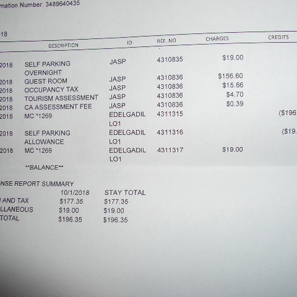 Hilton Concord - Second receipt w/ parking fee credit? - Hotels Near Me - Concord, California