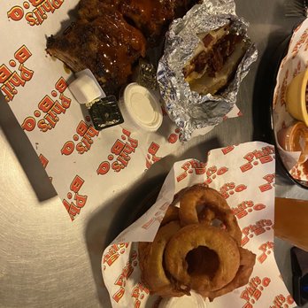 Phil's BBQ - Baby back ribs and Colossal Onion Rings (Small) - Barbeque Near Me - San Diego, California
