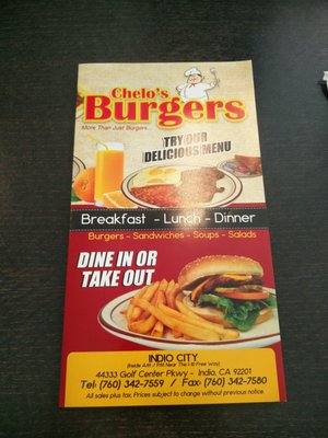 Menu photo 7 Chelo's Burgers Indio, CA Menu photo 7 Chelo's Burgers Indio, CA