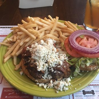 Barnaby's Cafe - Blue cheese burger and an abundance of fries! - American Near Me - Houston, Texas