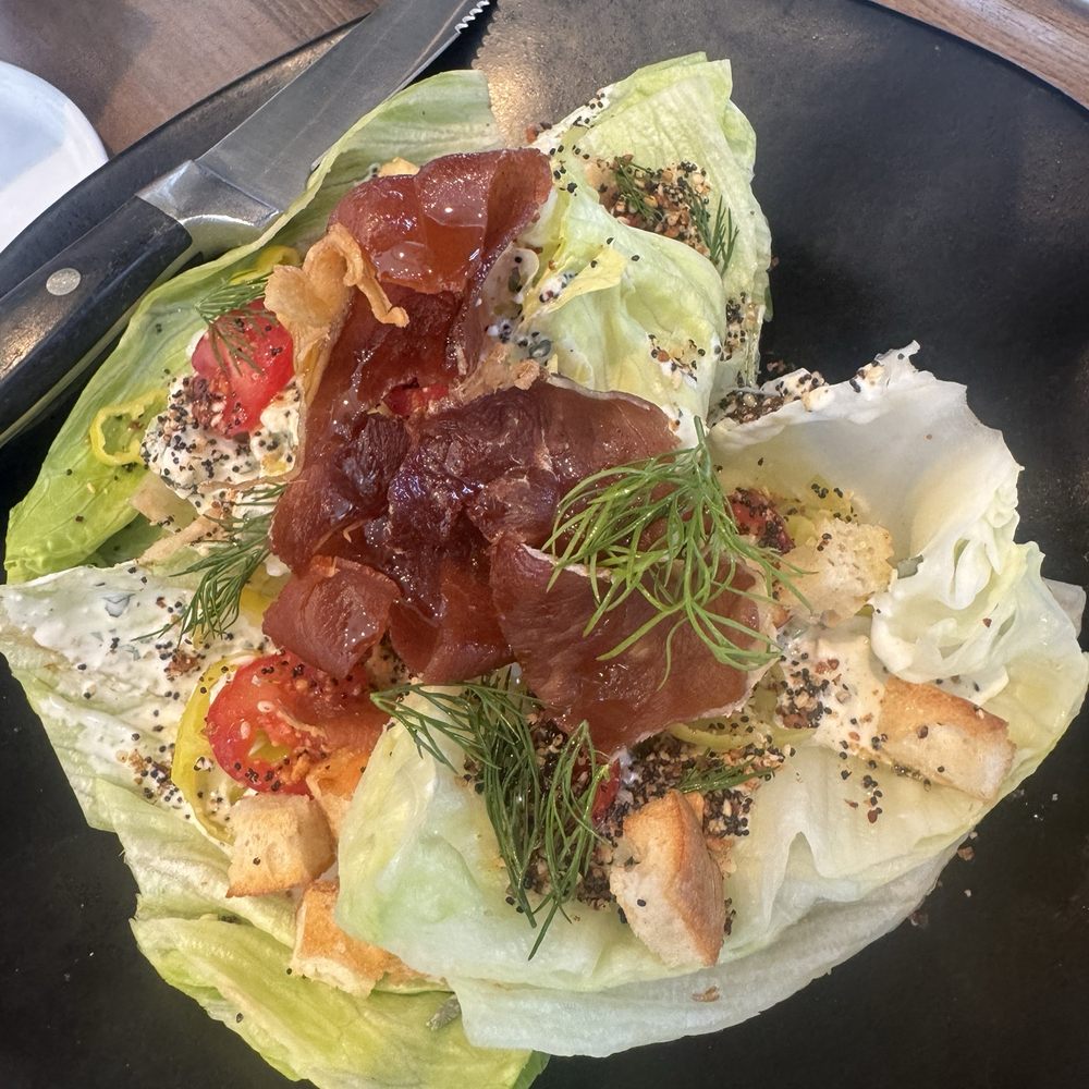 Crazyweed Kitchen - Ice cold wedge salad with crispy prosciutto and everything seasoning - Asian Fusion Near Me - Canmore, Alberta