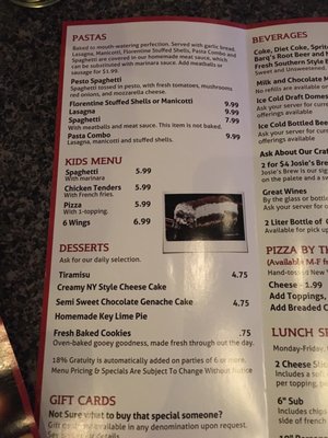 Menu photo 5 Josie's Pizza & Wings Orlando, FL Menu photo 5 Josie's Pizza & Wings Orlando, FL