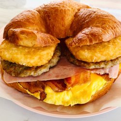 Class One Donuts - The Works include sausages, ham, bacon, hash brown, cheese and eggs