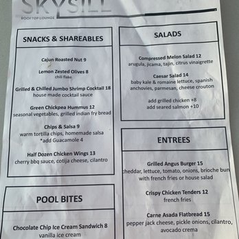 Skysill Rooftop Lounge - Menu - Lounges Near Me - Tempe, Arizona