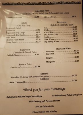 Menu photo 1 Casa Blanca Big Spring, TX Menu photo 1 Casa Blanca Big Spring, TX