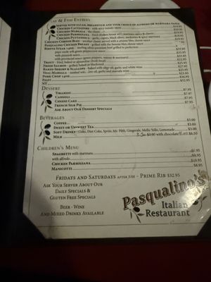 Menu photo 1 Pasqualino's Italian Restaurant Bryson City, NC Menu photo 1 Pasqualino's Italian Restaurant Bryson City, NC