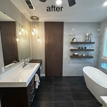 ICO Construction & Remodeling - vanity & hidden linen closet - AFTER - General Contractors Near Me - Colleyville, Texas