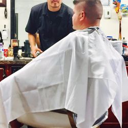 Happy Joe's Barber Shop - This is our favorite barber Mark.. poor guy I should of told him I was gonna take a picture for yelp I caught him off guard lol..