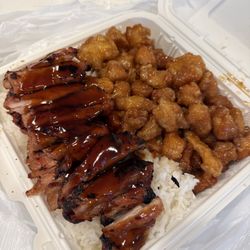 Teriyaki chicken and spicy honey chicken combo