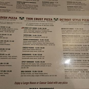 Uno Pizzeria & Grill - Pizza menu.  You can choose deep dish, thin crust, and detroit pan. - Pizza Near Me - Orlando, Florida