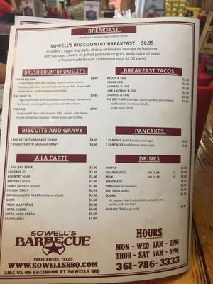 Menu photo 2 Sowell's BBQ Three Rivers, TX