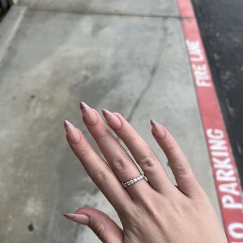 Nails On Nails & Spa - Sparkle tip neutral almond acrylic nail - Nail Salons Near Me - Whittier, California