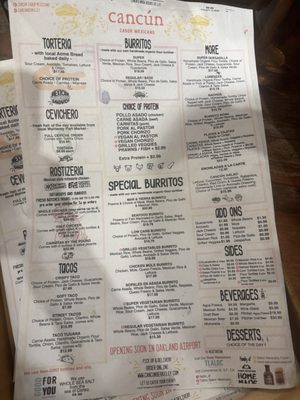 Menu photo 1 Cancun Sabor Mexicano Berkeley, CA