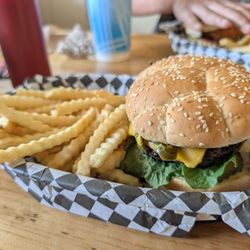 Toni's - Single cheese burger with jalapenos.