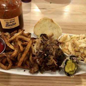 Salt + Smoke - french fries, pulled pork sandwich, and mac and cheese - Barbeque Near Me - Saint Charles, Missouri Salt + Smoke - french fries, pulled pork sandwich, and mac and cheese - Barbeque Near Me - Saint Charles, Missouri