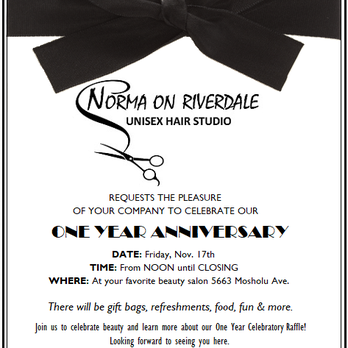 Norma On Riverdale - Come join us! We are excited to celebrate this with you as you are our inspiration and support. Hope to see you. - Hair Salons Near Me - Bronx, New York Norma On Riverdale - Come join us! We are excited to celebrate this with you as you are our inspiration and support. Hope to see you. - Hair Salons Near Me - Bronx, New York