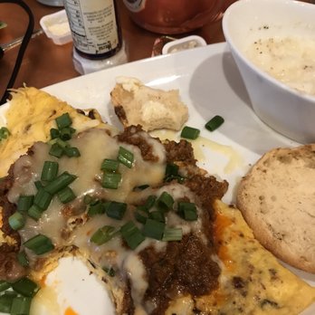 Another Broken Egg Cafe - Omelette (can't remember which one) grits, English muffin. - Breakfast & Brunch Near Me - Huntsville, Alabama Another Broken Egg Cafe - Omelette (can't remember which one) grits, English muffin. - Breakfast & Brunch Near Me - Huntsville, Alabama