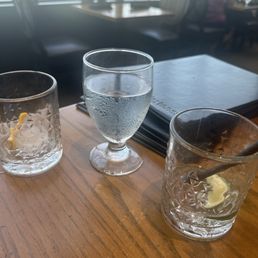 Empty drinks food ordered and and still they haven't picked menus or empty glasses