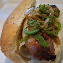 The Meaner Wiener - Italian Sausage with Grilled Onions & Peppers and Provolone Cheese