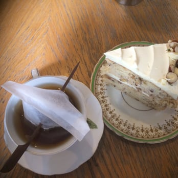 Lovecrumbs - Last peice of their popular White choc, hazelnut and thyme cake..and my favourite, violet petal tea! - Coffee & Tea Near Me - Edinburgh, EDH