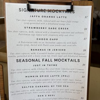 Jaffa Coffee Roasters - signature and seasonal mocktail menu - Coffee & Tea Near Me - Berkeley, California