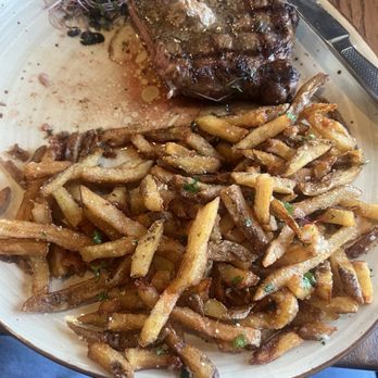 Brickstone Brewhouse - lol It was so good I took a bite or two before thinking to take a bite. Steak with black garlic and miso butter w truffle fries. - American Near Me - Raynham, Massachusetts Brickstone Brewhouse - lol It was so good I took a bite or two before thinking to take a bite. Steak with black garlic and miso butter w truffle fries. - American Near Me - Raynham, Massachusetts