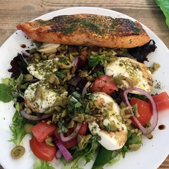 Juice & Java - 98. Mozzarella Caprese Salad with Grilled Salmon - Juice Bars & Smoothies Near Me - Aventura, Florida
