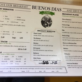 El Vaquero - Breakfast menu - Mexican Near Me - Amarillo, Texas El Vaquero - Breakfast menu - Mexican Near Me - Amarillo, Texas