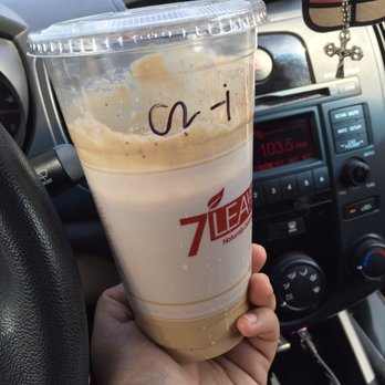 7 Leaves Cafe - LARGE House Iced Coffee with no ice. The actual liquid is right above the leaf, and the rest on top of that is the foam. - Coffee & Tea Near Me - Cypress, California