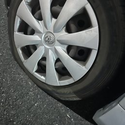 My "brand new" tire. Went flat after leaving the lot My "brand new" tire. Went flat after leaving the lot