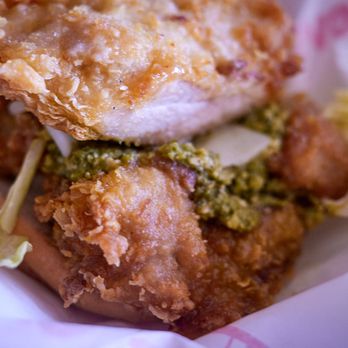 Steve's Chicken - Italian basil pesto chicken sandwich (veg removed for better view) - Chicken Wings Near Me - Aiea, Hawaii